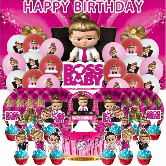 Boss Baby White Girl Pirates Party Supplies Plates Decoration Backdrop Banner Balloons Birthday Decor Tableware Fans
