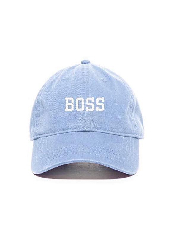 Boss Baseball Cap Embroidered Cotton Adjustable Dad Hat Light Blue