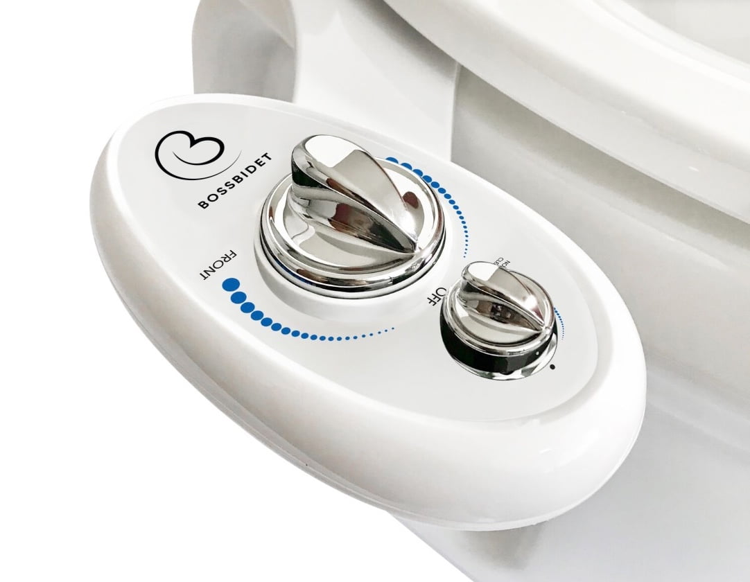 Boss Bidet Luxury Dual Nozzle Self Cleaning Non Electric Cleans Rear Toilet Attachment, White
