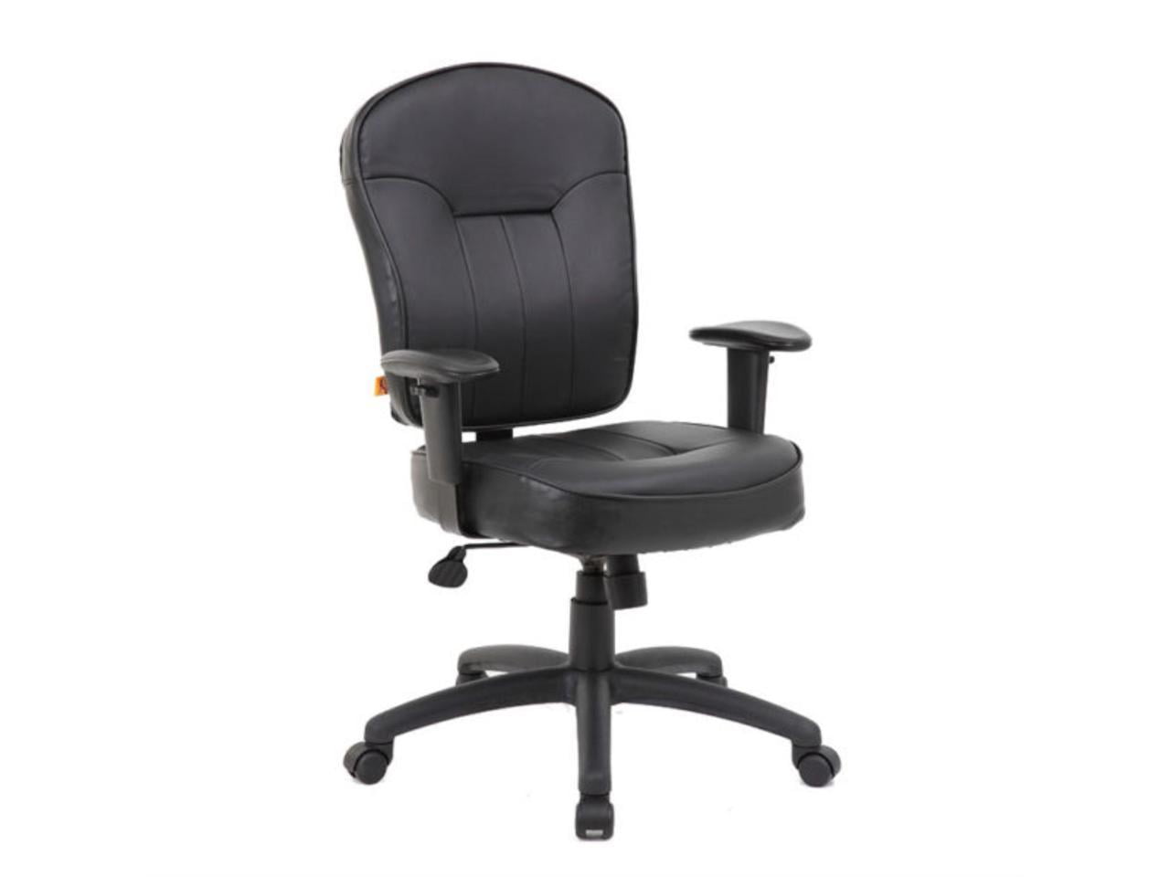 Boss 26'' Adjustable Black LeatherPlus Task Chair with Swivel