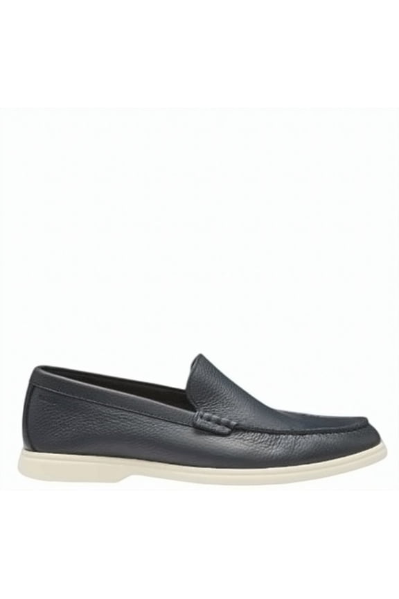 Blue Grained Leather Loafers Grey (Men's)