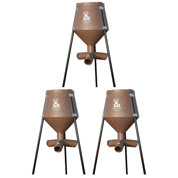 Boss Buck Gravity Fed Tripod Deer Corn & Protein Pellet Feeder (3 Pack)