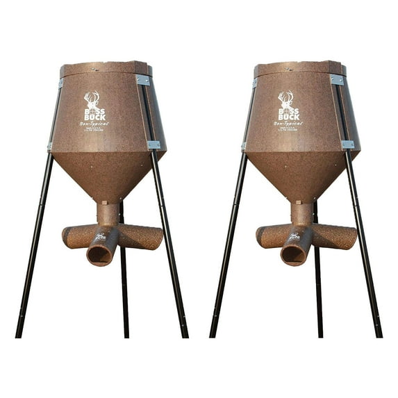 Boss Buck 200 lb Gravity Fed Tripod Corn & Protein Pellet Feeder (2 Pack)
