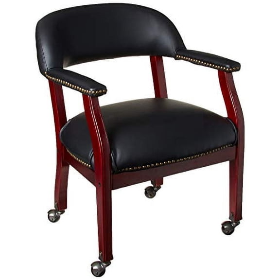Boss Captains Chair In Black Vinyl W/ Casters