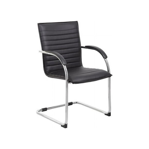Boss Office Products Chrome Frame, Black Vinyl Side Chair, 2 pack