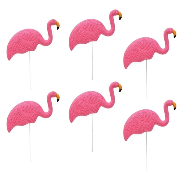 Boss Class 6 Flamingo Decorative Garden Plastic Lawn Stakes with Metal Legs (6 Pack)