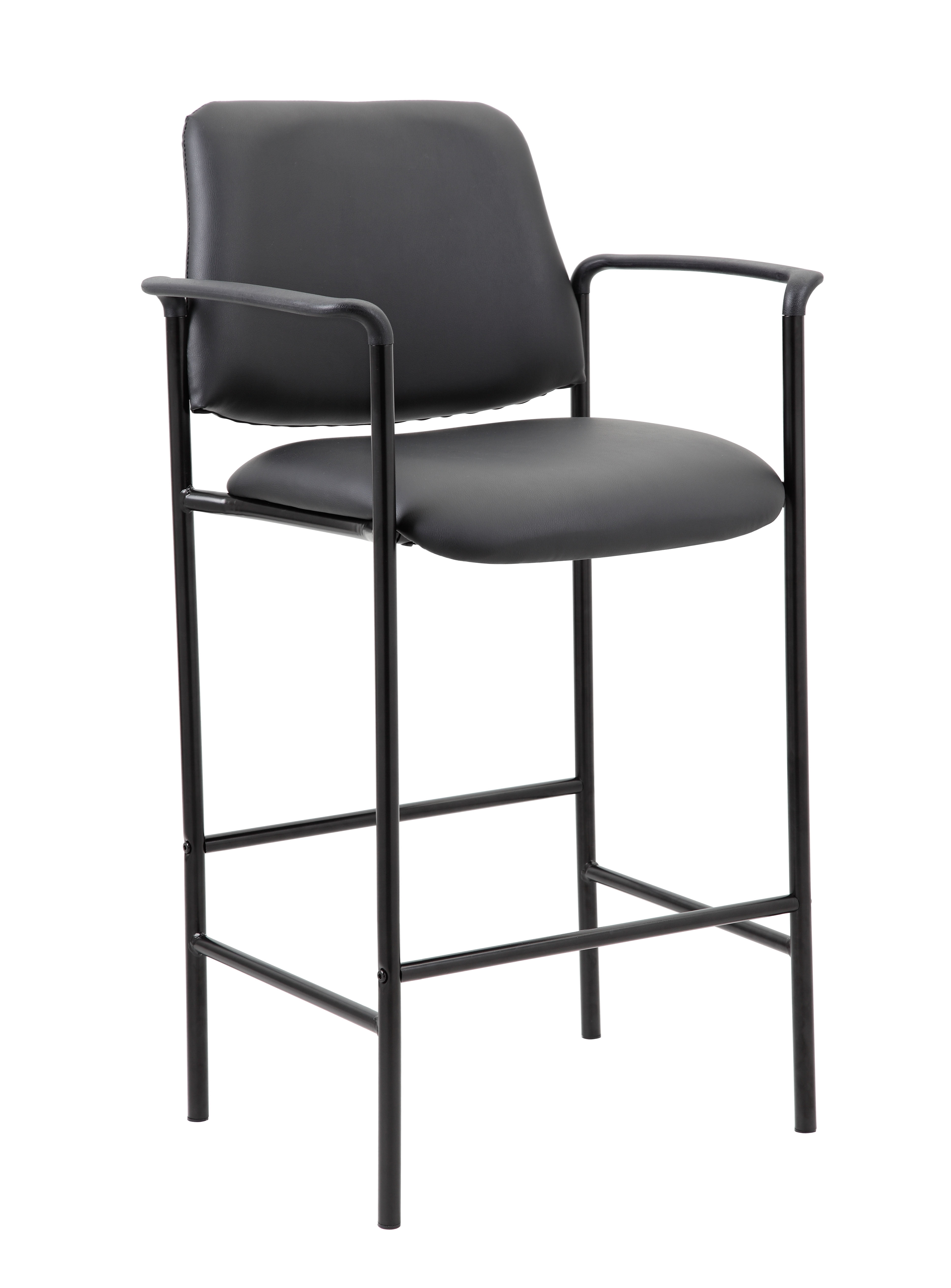 Sleek Black Caressoft Drafting Stool with Steel Base