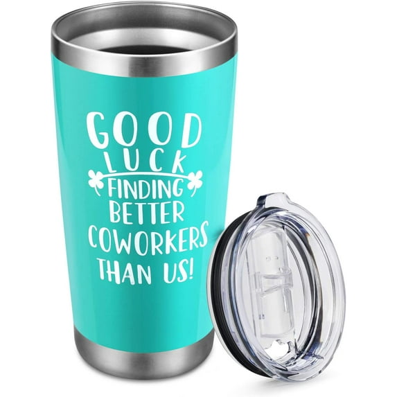 Boss Day Gifts, 20oz Wine Tumbler Water Glasses with Sayings Good Luck Finding Better Coworkers Than Us, Coworkers Going Away Farewell Goodbye New Job Gifts Insulated Cup with Lid- Blue