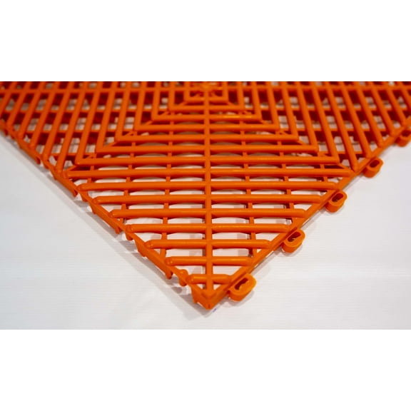 Boss Detail Modular Garage Flooring Tile 5 pcs - Interlocking Soft PVC, 12"x12" Pool Patio Floor, Interlocking Drainage Mats Outdoor Indoor - Orange