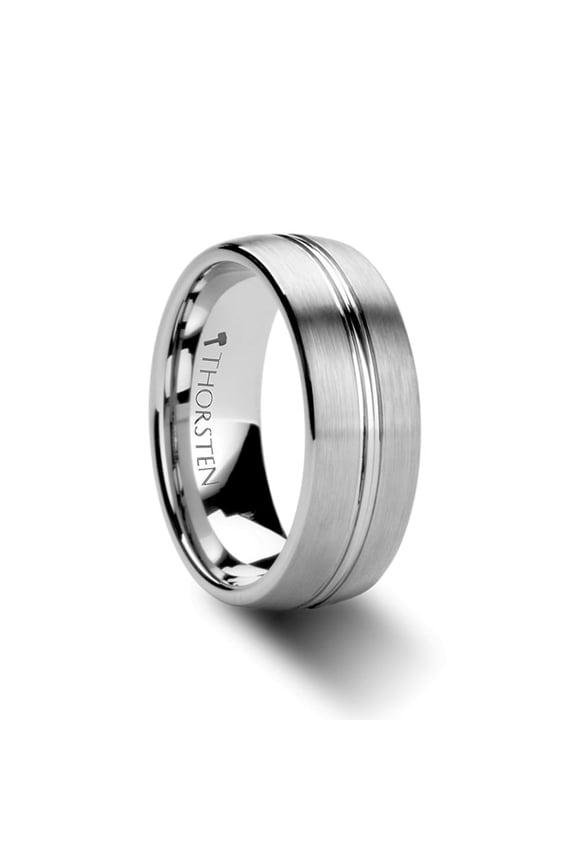 Boss Domed Center Groove Tungsten Carbide Ring With Brush Finish