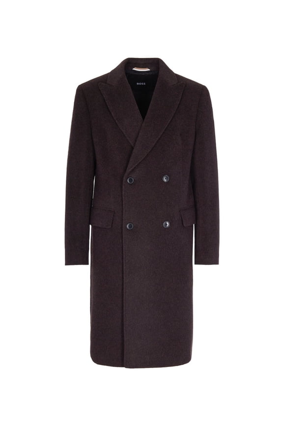 Double-Breasted Slim Fit Coat In Alpaca Blend (Men's)