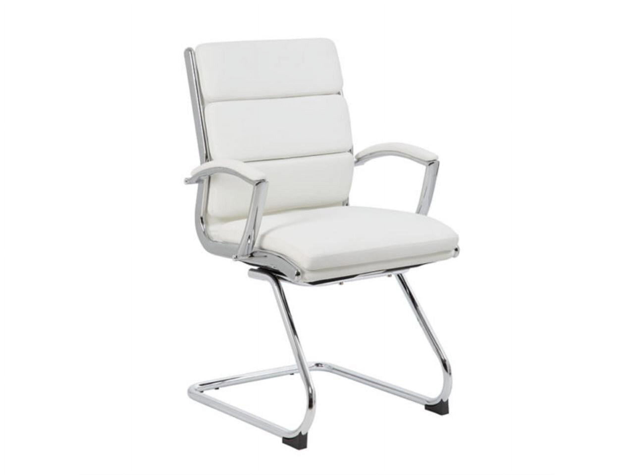 Chic White CaressoftPlus Executive Guest Chair with Chrome Finish