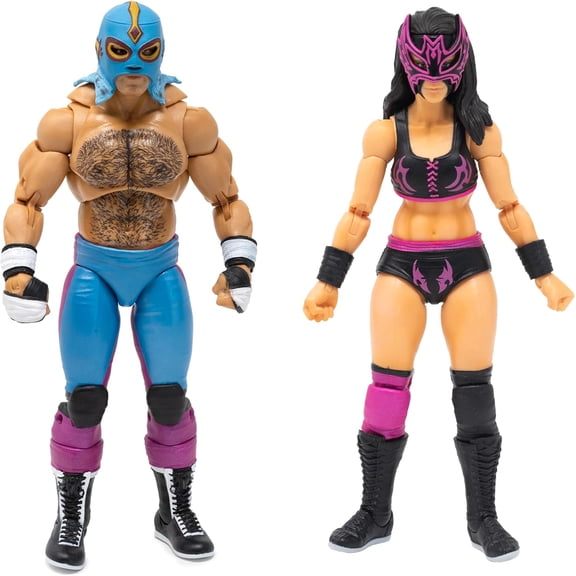 Boss Fight Legends of Lucha Libre Premium Lady Maravilla and Konnan Includes Interchangable Parts and Accessories and Features Incredible Articulation 1:12
