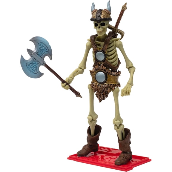 Boss Fight Studio Epic H.A.C.K.S. Barbarian Skeleton Action Figure – Highly Articulated Collectible Figurine with Accessories Including Helmet, Belt, Skirt, Sword, Axe, Mace, and Display Stand – 1:12