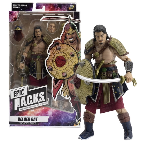 Boss Fight Studio Epic H.A.C.K.S. Core Wave 1, Delger Bat: Beast Tamer Warlord Action Figure - Highly Articulate Collectible Figurine with Interchangeable Parts and Accessories - 1:12 Scale