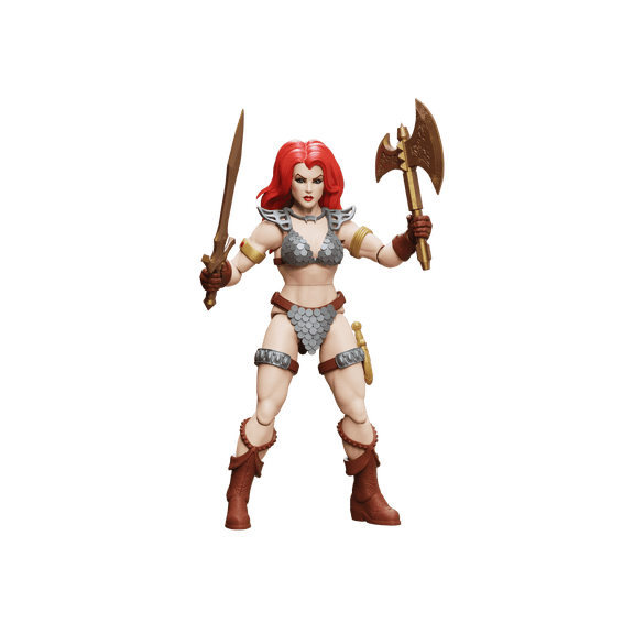 Boss Fight Studio Immortal Champions Red Sonja Action Figure  Highly Articulated Collectible Figurine with Accessories Including Iconic Chainmail Bikini, Sword, and Axe  5.5 Scale