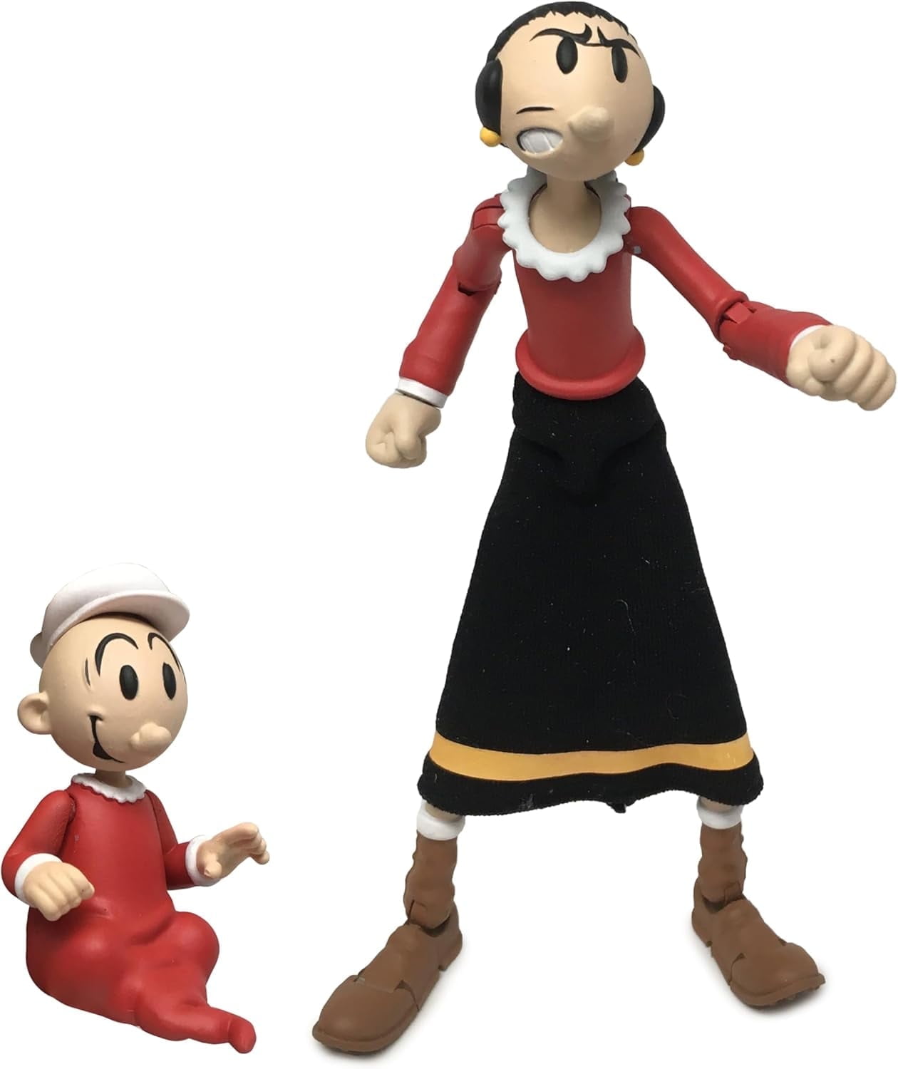 Boss Fight Studio Olive Oyl Popeye Classics Wave 1 Action Figure Highly Articulated Figurine with Accessories Including Swee Pea, Fabric Skirt, Alternate Heads and Hand, and Removable Hat - 1:12