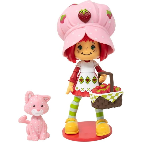 Boss Fight Studio Strawberry Shortcake with Custard the Kitten, Premium Collectible Action Figure  Highly Articulated Scented Figurine with Accessories, Interchangeable Parts, and Stand  1:12