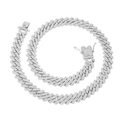 Boss Up and Flex with Blinged Out Hip Hop Jewelry - ZZ Miami Cuban Necklace and Bracelet with Unique Lock and Iced Out Diamonds !! The Perfect Drip !! - ZZ SP Lock Silver N -24"