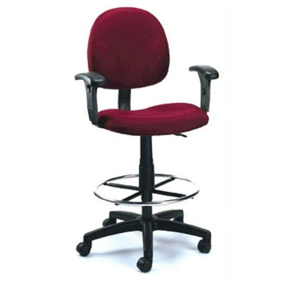 Boss Fully Adjustable Drafting Stool With Foot Ring and Arm Rests - B1691 - Gray-