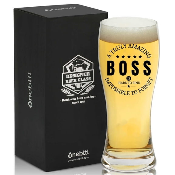 Boss Gift Beer Glass 15 oz Pint Mug for Men Office Birthday Christmas Appreciation