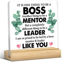 Boss Gift for Women Men, Appreciation Gift for Boss Mentor Leader, Gifts for Boss, Boss Acrylic Desk Plaque Sign Keepsake (with Wooden Stand) 4x4 Inch