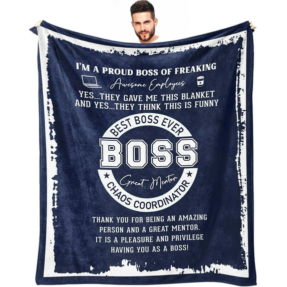 Boss Gifts for Men, Gifts for Boss Male, Boss Day Gift for Men, Boss Appreciation Gifts, Boss Birthday Gift for Men, Retirement/Thank You Gift for Boss Throw Blanket 60x50 Inch