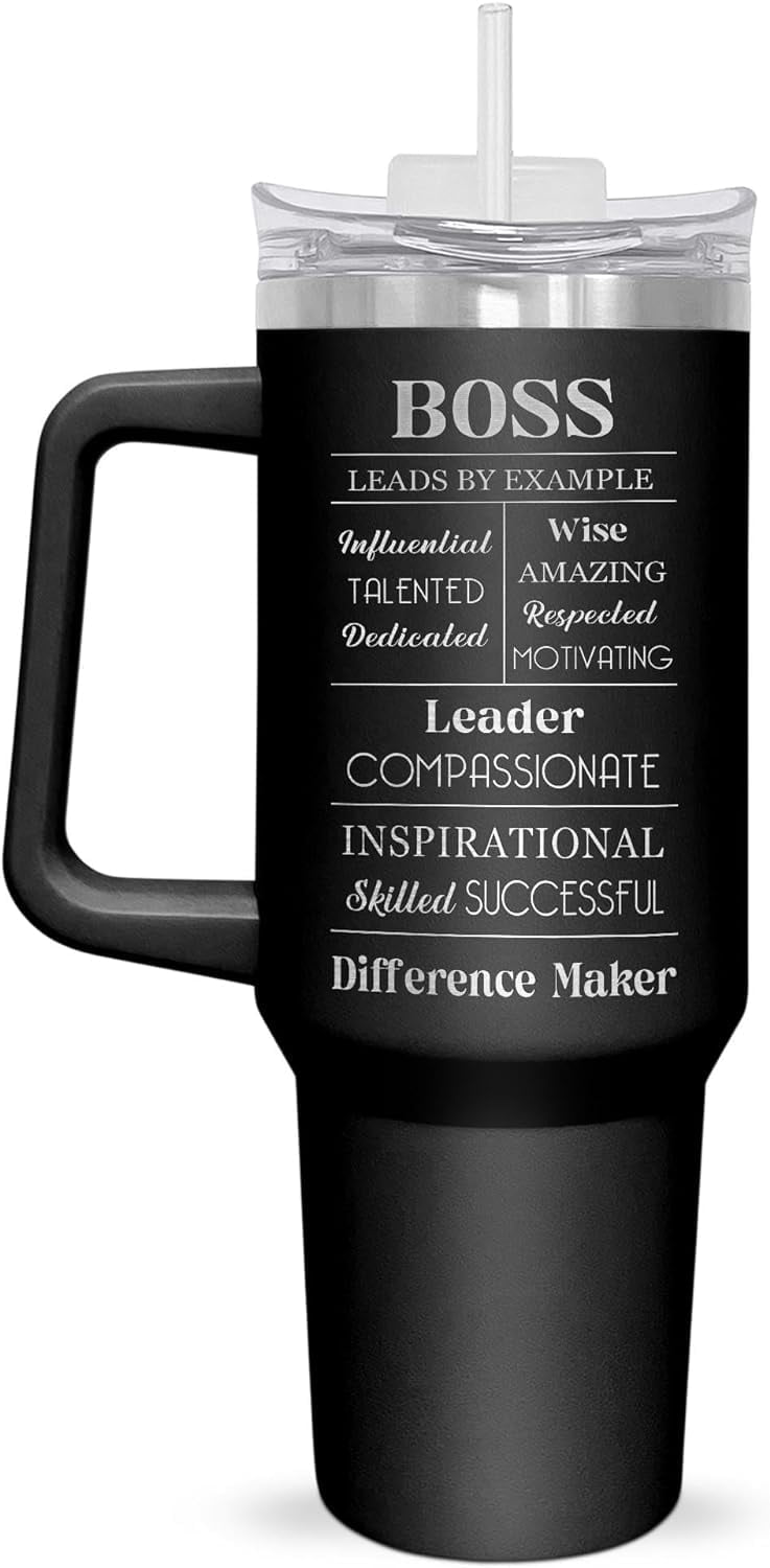 Boss Gifts For Men,Women - Christmas,Birthday Gifts For Boss,Leader,Manager,Thank You Gifts For Coworkers,Boss Gifts For Men - 40 oz Insulated Tumbler With Handle And Straw