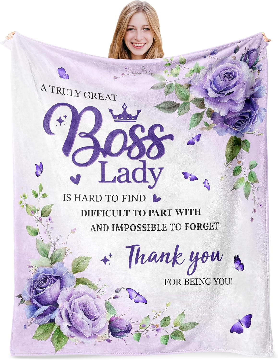 Boss Lady Tote Bag For Women - Purple Canvas Grocery Beach Bag Gift For Supervisor, Mom, Or Friend - View #9