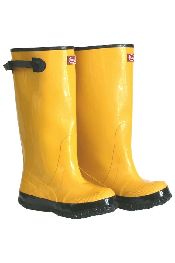 2KP448110 Size 10 17" Yellow/Black Rubber Over-The-Shoe Slush Knee Boots