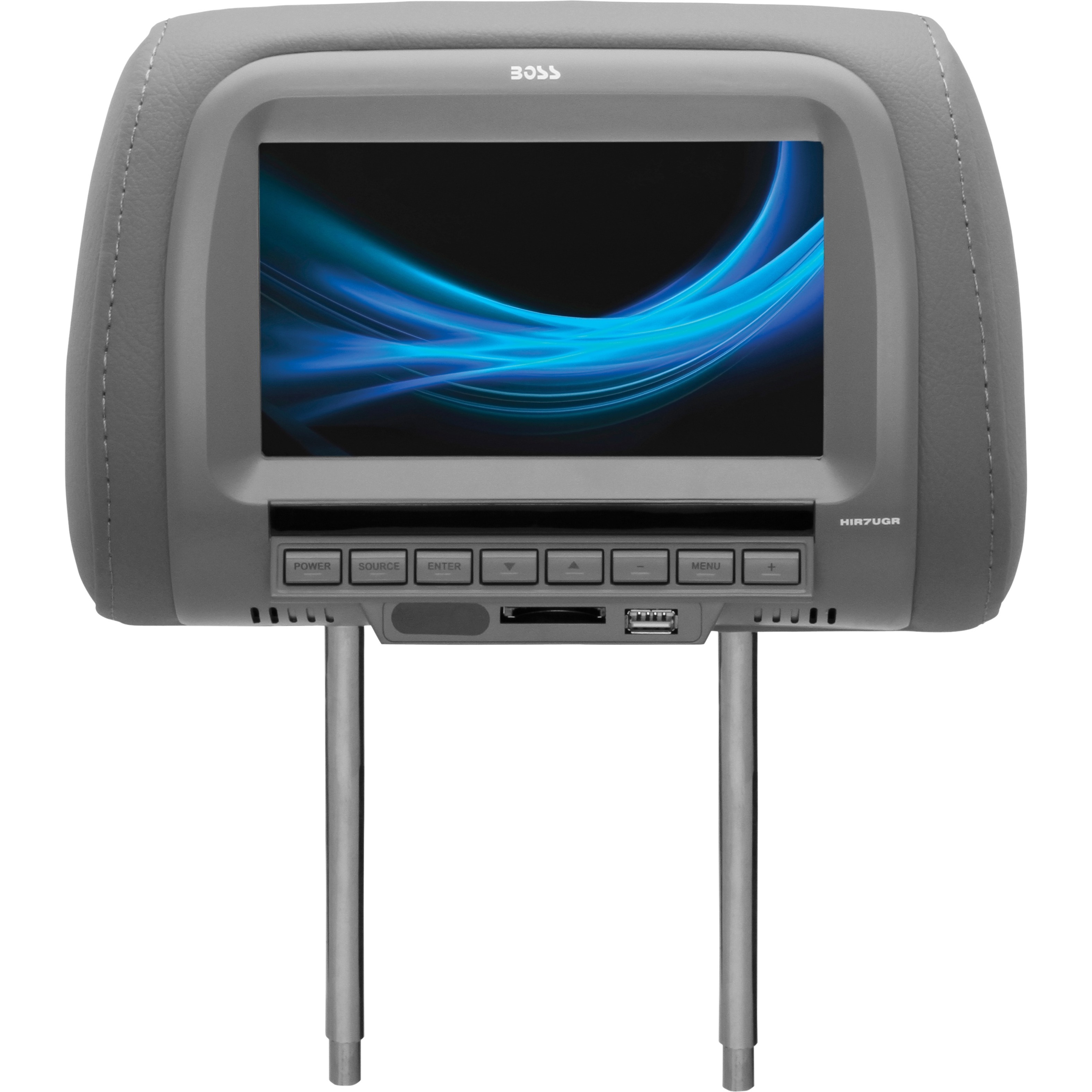 Boss HIR7UGR 7" TFT LCD Car Headrest TV Video Monitor w/USB/SD+Remote - Gray - image 1 of 7