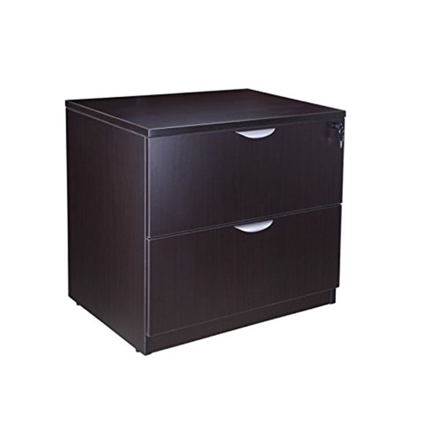 Mocha Matte 2-Drawer Lockable Mobile Lateral File Cabinet