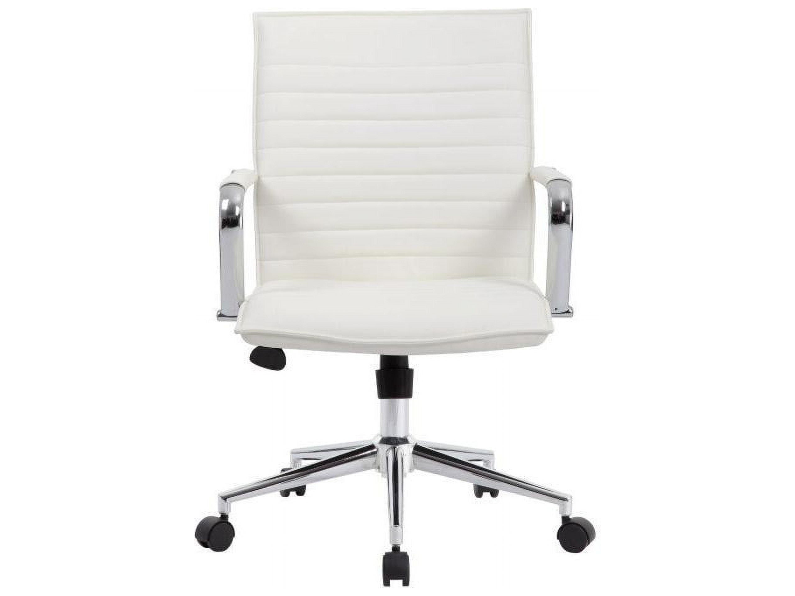 Elevate Chrome Base White Vinyl Task Chair with Fixed Arms