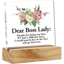 Boss Lady Appreciation Acrylic Desk Sign Decoration Plaque Thank You Boss Lady Desk Sign Keepsake Home Office Desk Decor 4x4 Inch