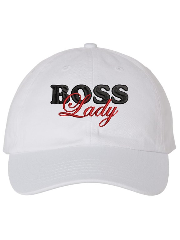 Boss Lady Embroidered Soft Cotton Dad Hat - High Quality Adjustable Cap for Women (White, OneSize)