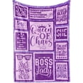 thumbnail image 1 of Boss Lady Gifts from Employees, Bed Flannel Plush Throw Blankets (50"x 65") Office Gift Idea for Women on Boss Day, Christmas, Birthday, Appreciation, Retirement, Queen of Chaos-Purple, 1 of 5