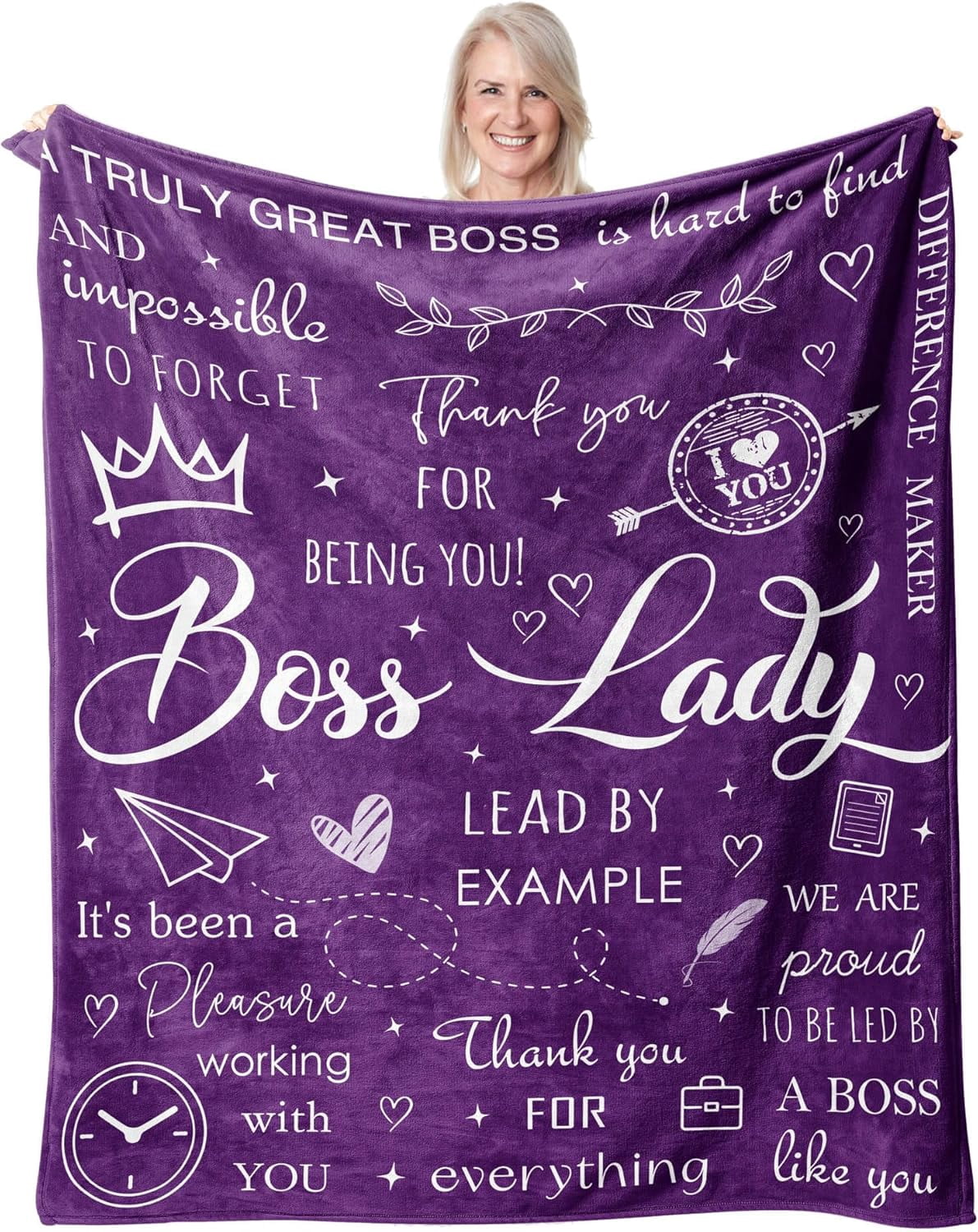 Boss Lady Gifts for Women Blankets, Boss Day Gifts, Boss Gifts Throw 60"X50", Gifts for Boss, Best Boss Gifts for Women, Boss Christmas Birthday Gifts, Bosses Day Gifts for Women