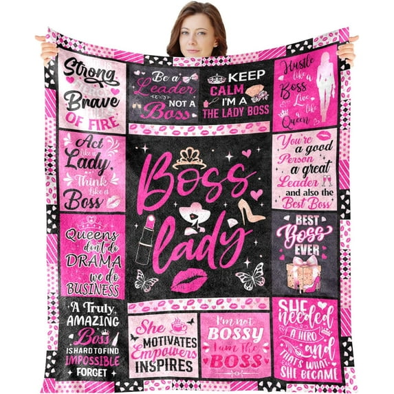 Boss Lady Gifts for Women - Boss Gifts for Women Bosses Day Boss Birthday Appreciation Gift for Women Throw Blanket Gifts for Bosses Best Boss Gift for Christmas Office Home Decor 60x50