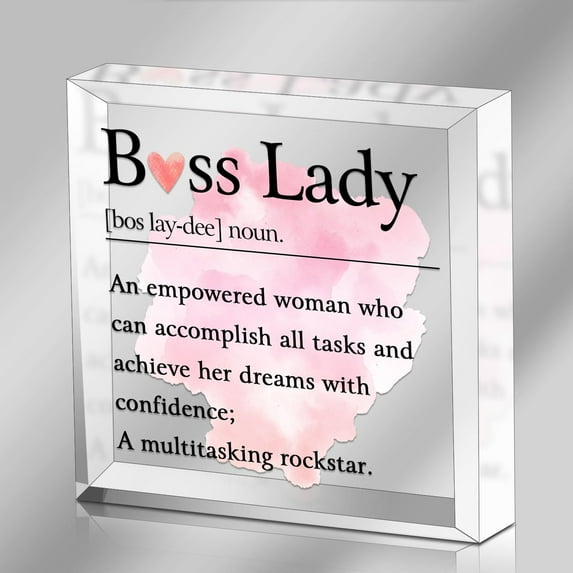 Boss Lady Gifts for Women, Inspirational Office Quote Gift for Coworker Boss Leader, Thank You Boss Lady Gifts, Motivational Office Desk Decor, Boss Lady Definition Acrylic Sign