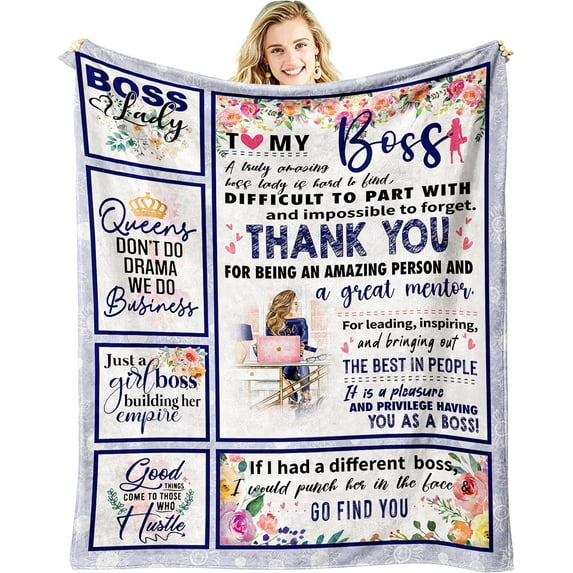 Boss Lady Gifts for Women - Valentines Day Boss Gifts for Women - Great Gifts for Female Boss for Boss Day - Boss Birthday Gifts for Women - Girl Boss Appreciation Gifts Throw Blanket 60 x 50 Inch