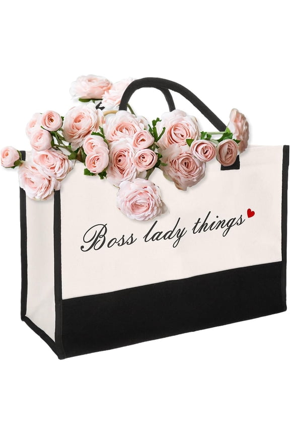 Boss Lady Gifts for Women, Boss Lady Canvas Tote Bag,Travel Beach Bag for Woman Manager Mentor Leader,Gifts for Bosses Female Leaving,Bosses Day