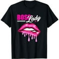 thumbnail image 1 of Boss Lady Girl Boss Wife Mom Hot Pink Dripping Lips Kiss T-Shirt, 1 of 5