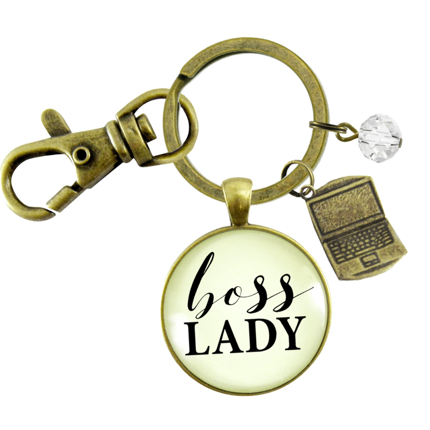 Boss Lady Gutsy Goodness Bronze Keychain Empowered Word Working Female Adult Gift Charm