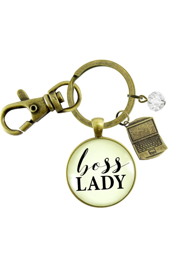 Boss Lady Gutsy Goodness Bronze Keychain Empowered Word Working Female Adult Gift Charm