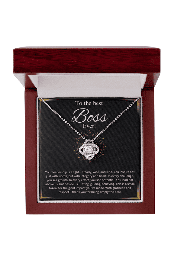 Boss Lady Jewelry, Company Head Necklace, Office Co worker, Executive, Chief, Manager Love Knot Gift