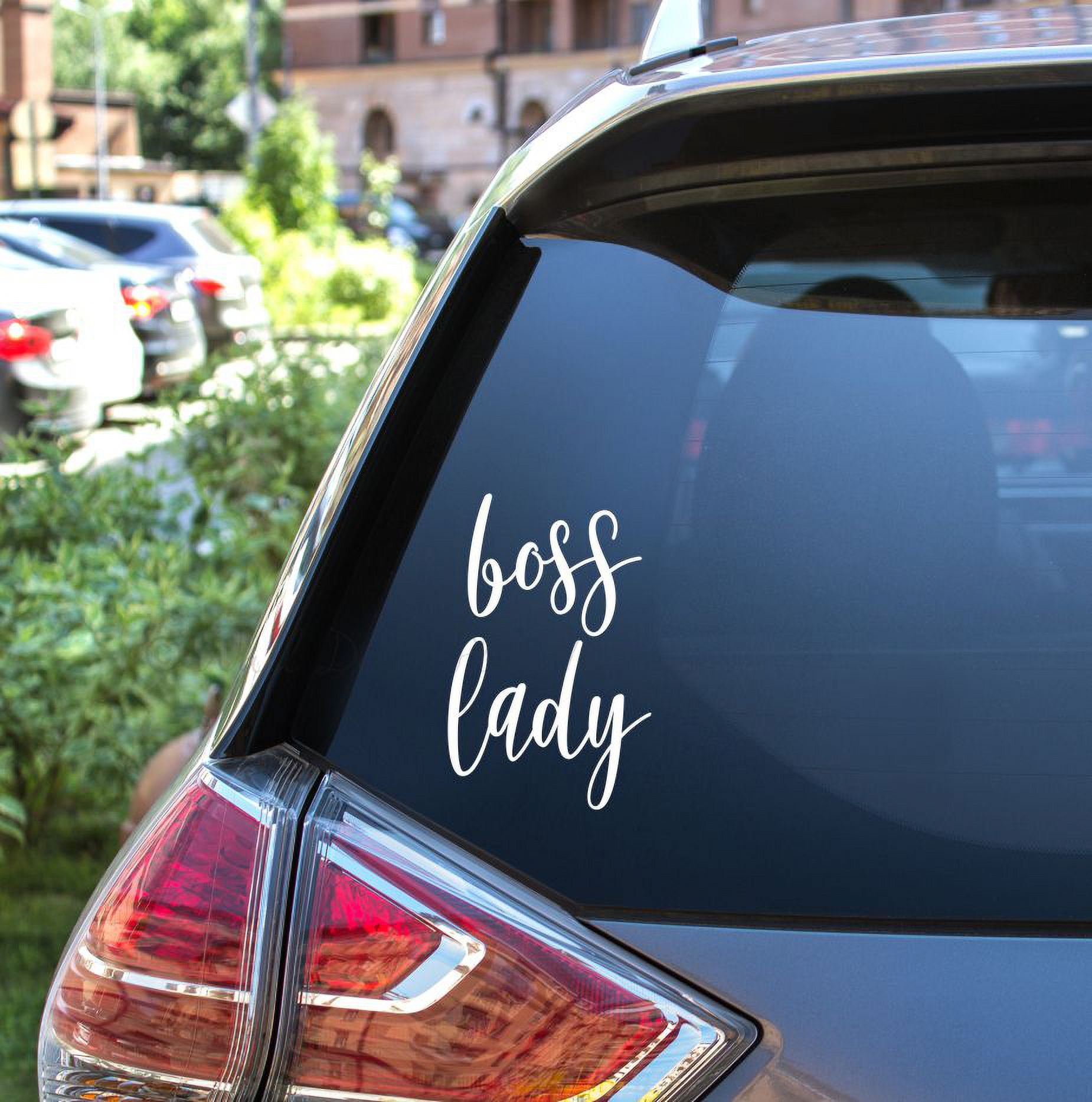 Boss Lady Mom Car Decal Glossy White Mom Car Stickers Waterproof Die Cut Decal for Car Window Family Stickers for Cars Family Car Decals for
