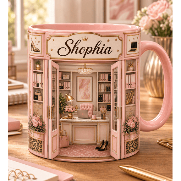 Boss Lady Mug Personalized Pink Office 3D Effect Female Boss Gift