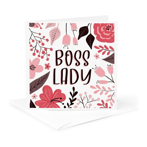3drose, Boss Lady - Pretty Pink Floral, 1 Greeting Card with Envelope