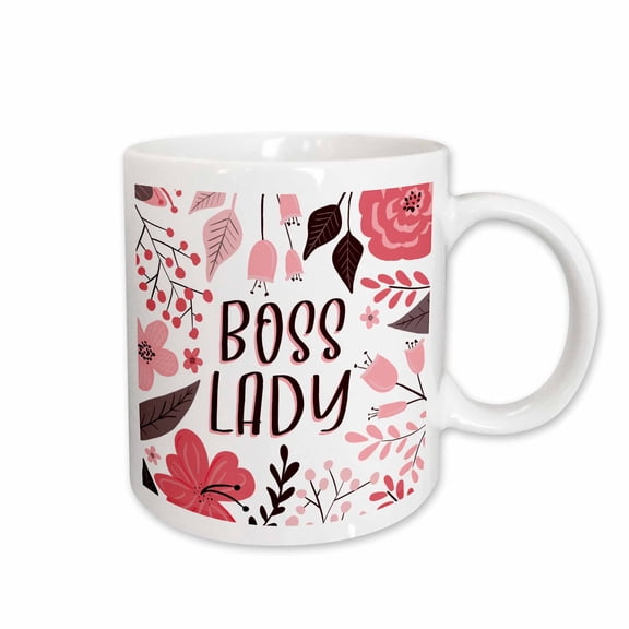 3drose, Boss Lady - Pretty Pink Floral, 11oz Mug