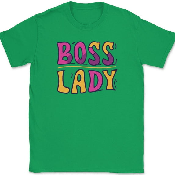 Boss Lady T-Shirt Funny The Office Humor Gift Joke Novelty Text Graphic Tee - Green, 3XL